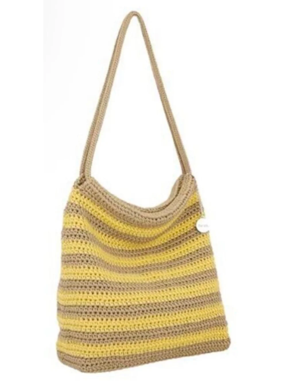 The Sak Hobo Ava Hobo Lemon Drop Yellow Beige Striped Crochet